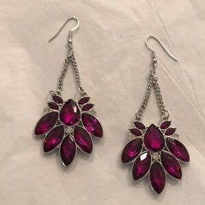 Elegant Silver and Pink Teardrop Earrings